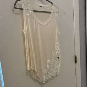 Elegant Cream Lace Trim Women's Top